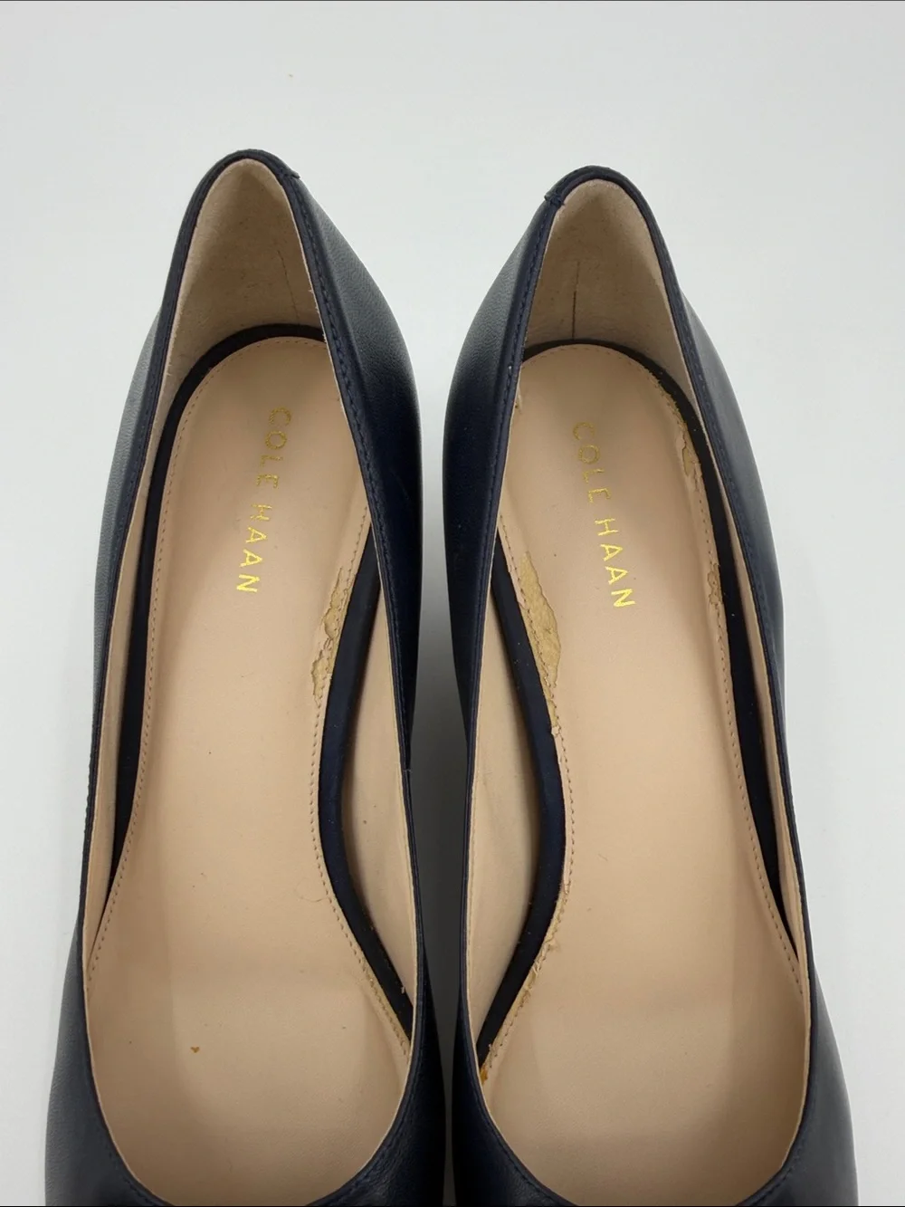 Cole Haan Classic Navy Wedge Pumps with Bow Detail